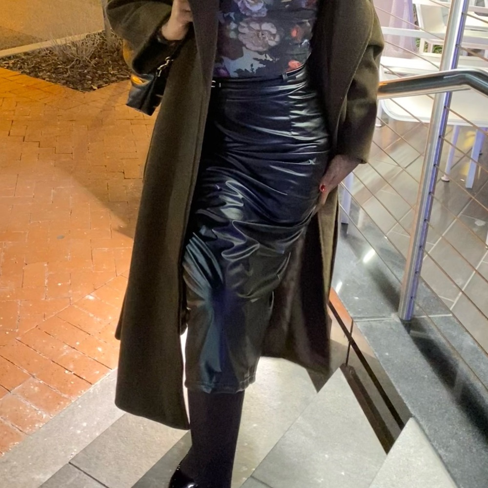 Long Leather split skirt